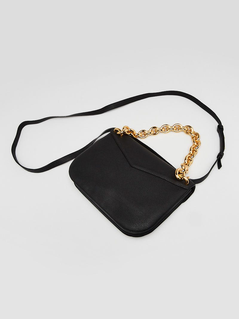 Bottega Veneta Black Pebbled Leather Mount Chain Medium