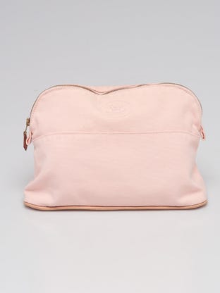 Pink Cotton Canvas Bolide Large Cosmetic Pouch Bag