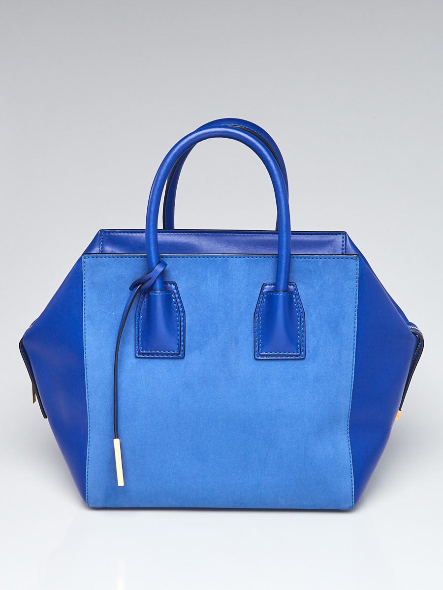 Stella McCartney Blue Faux Leather and Suede Cavendish Boston Tote Bag Yoogi s Closet