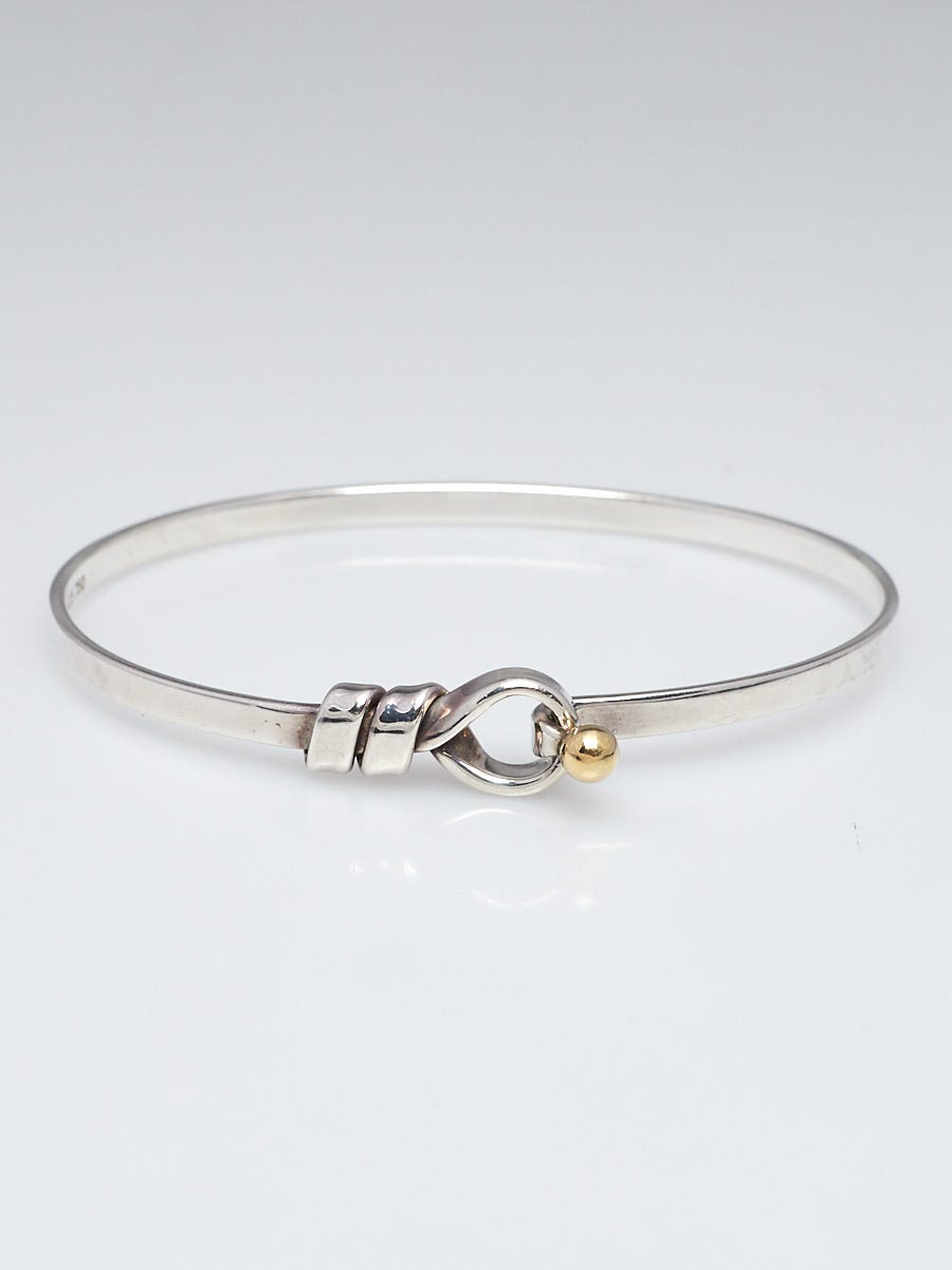 Tiffany Co. Sterling Silver and 18K Gold Hook and Eye Bracelet