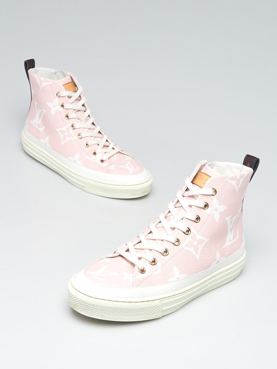 Louis Vuitton Rose Canvas Leather Hi-top Sneakers Size 7/37.5