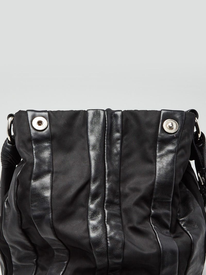 Prada Black Tessuto Nylon and Nappa Leather Stripes Bag BR3994