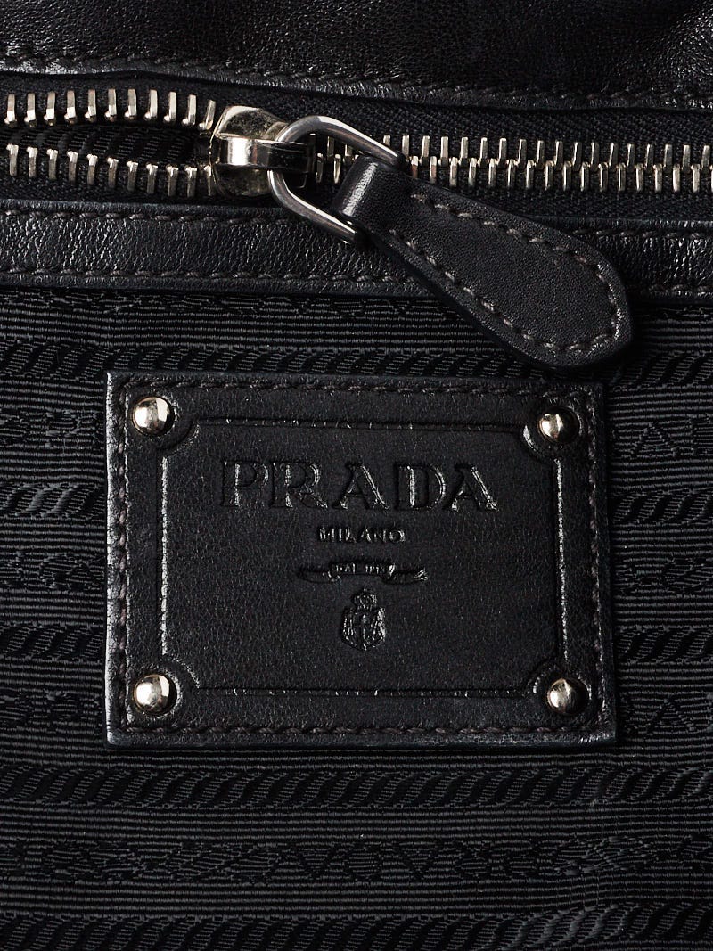 Prada Black Tessuto Nylon and Nappa Leather Stripes Bag BR3994