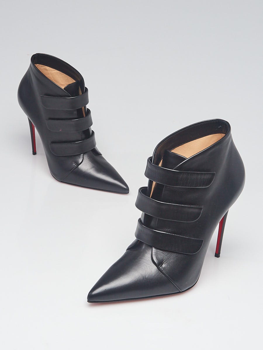 Christian Louboutin Black Leather Triniboot 100 Ankle Boots Size