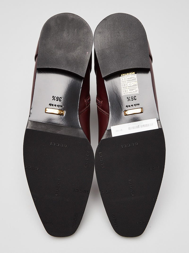 Gucci Burgundy Smooth Leather Elite GG Ankle Boots Size 6/36.5