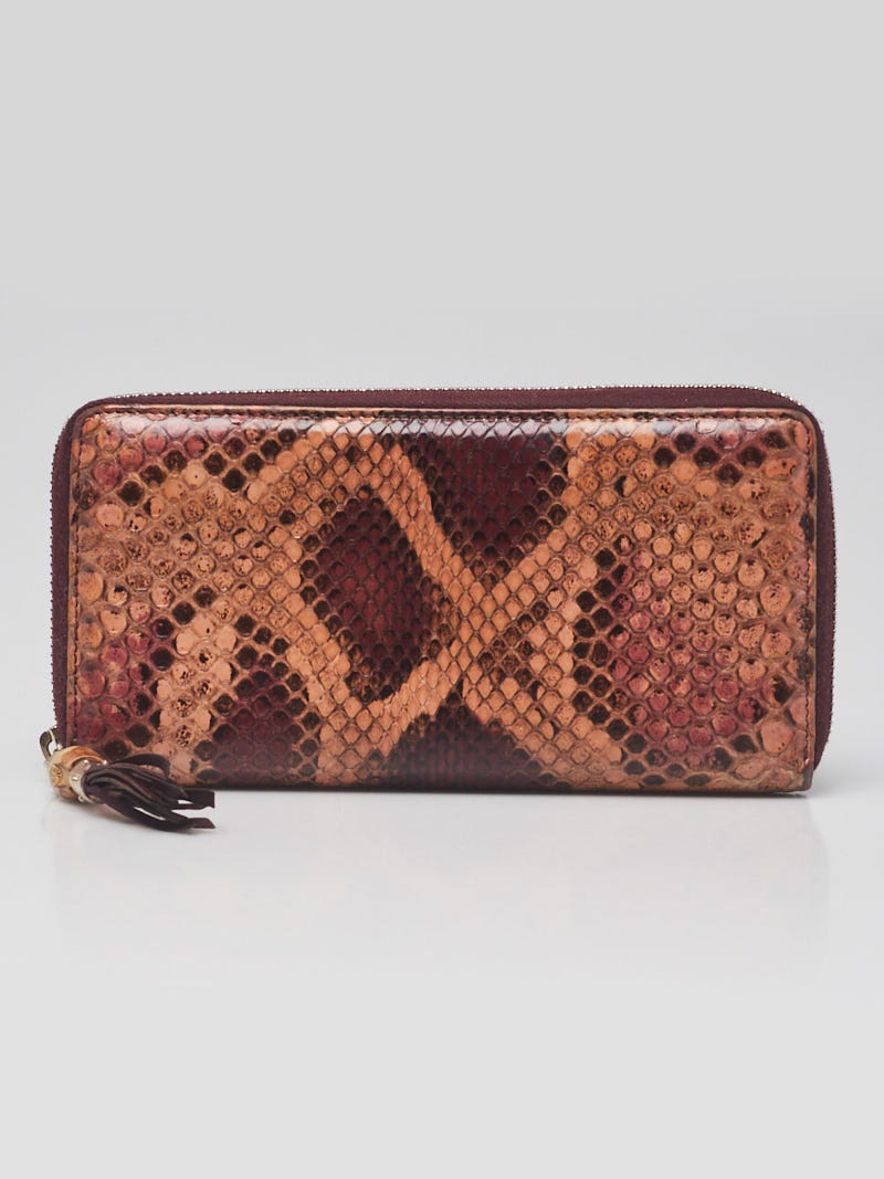 Gucci Multicolor Python Bamboo Tassel Zippy Wallet