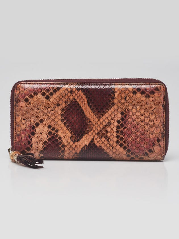 Gucci Multicolor Python Bamboo Tassel Zippy Wallet