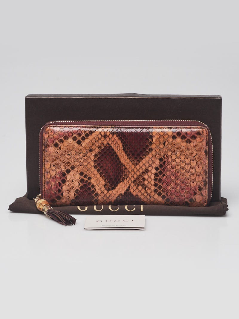 Gucci Multicolor Python Bamboo Tassel Zippy Wallet