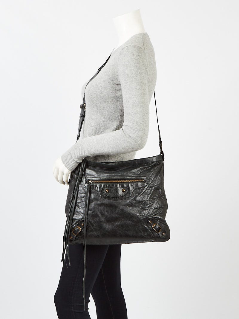 人気絶頂 Balenciaga Black Chevre Leather Motorcycle Day Messenger Bag パンツ