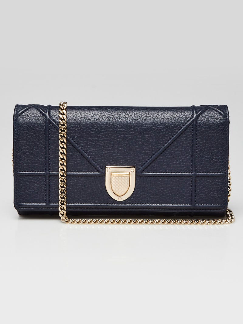 Christian Dior Blue Grained Calfskin Leather Diorama Croisiere