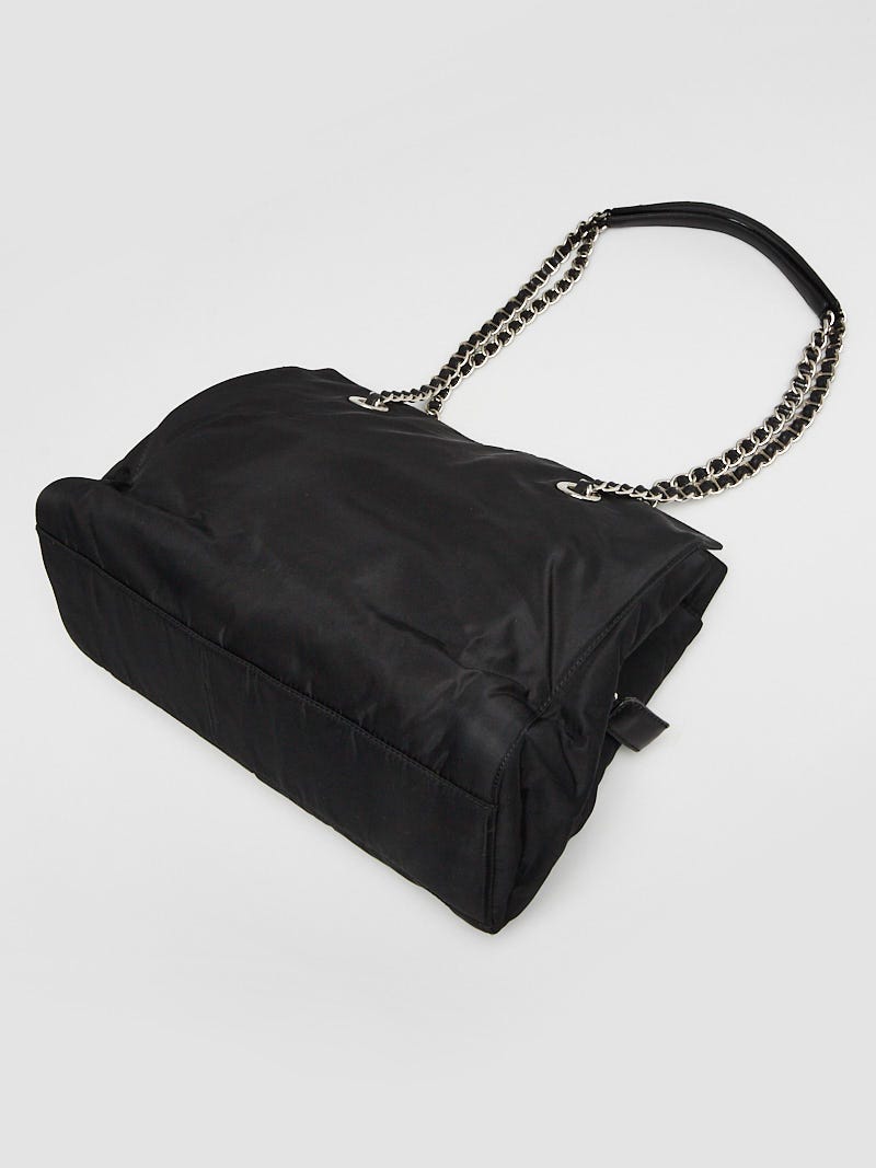 Prada Black Tessuto Nylon Chain Tote Bag | Yoogi's Closet