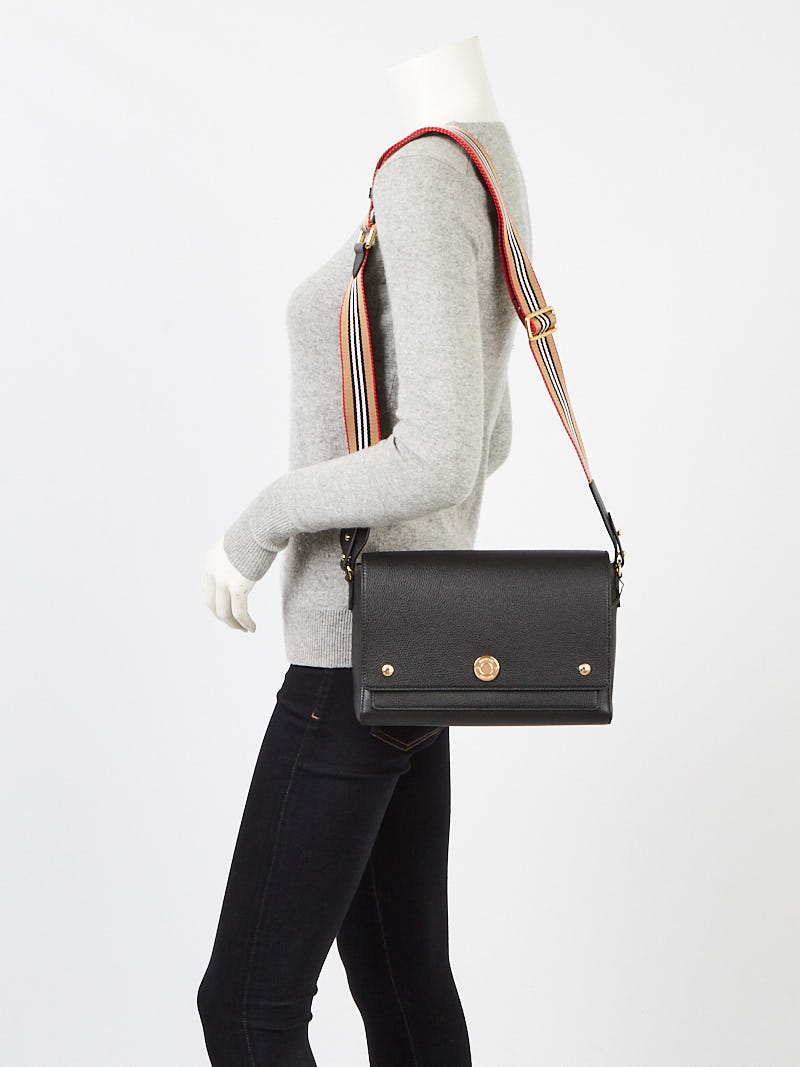 Burberry Black Grainy Leather Medium Note Crossbody Bag | Yoogi's