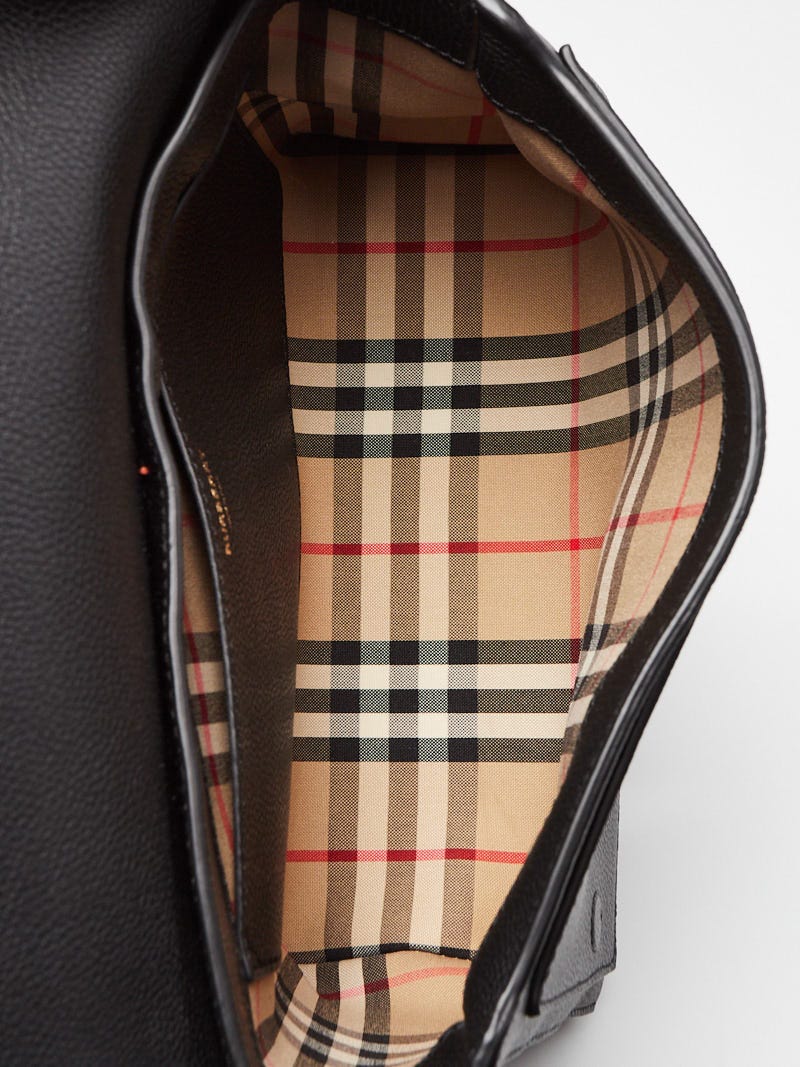 Burberry Black Grainy Leather Medium Note Crossbody Bag | Yoogi's