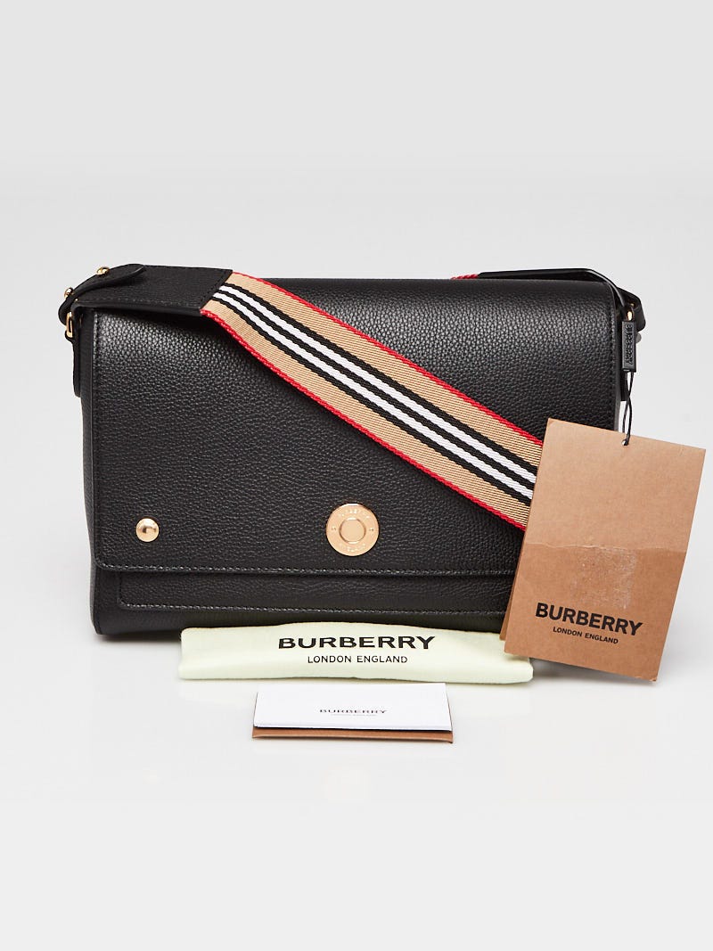 Burberry Black Grainy Leather Medium Note Crossbody Bag | Yoogi's
