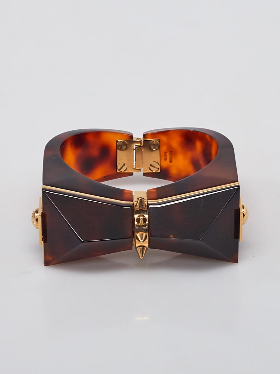 Louis Vuitton Tortoise Shell Resin Goldtone Metal Bow Cuff