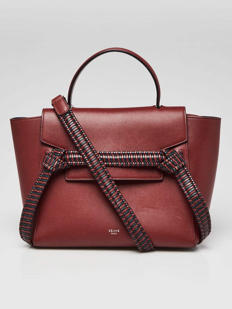 Celine Brown/Navy Smooth Leather Braided Micro Belt Bag