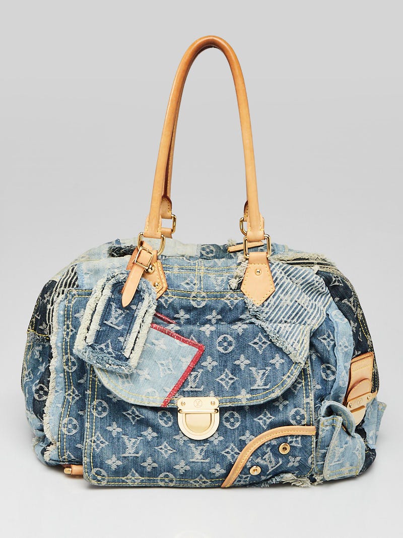 Allergisk Forhandle F.Kr. Louis Vuitton Limited Edition Blue Denim Monogram Denim Patchwork Bowly Bag  - Yoogi's Closet