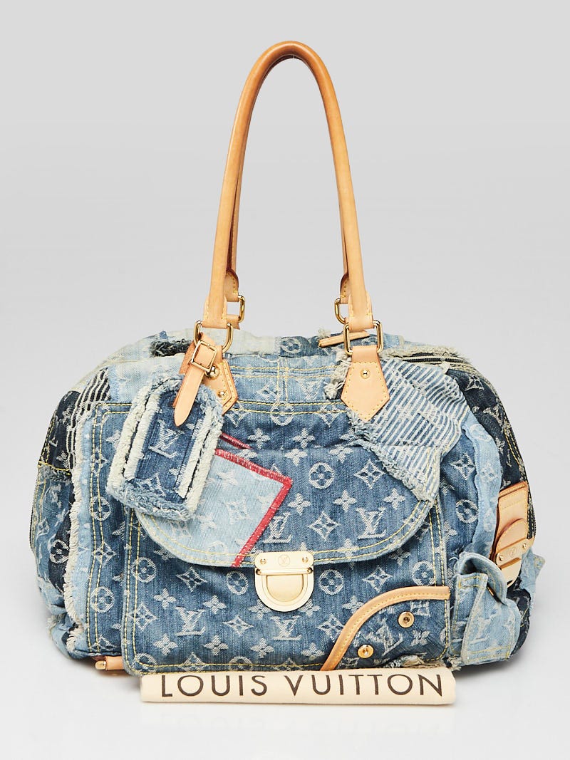 Louis Vuitton M95376 Bowly Monogram Patchwork Denim Shoulder Bag Blue Rare  