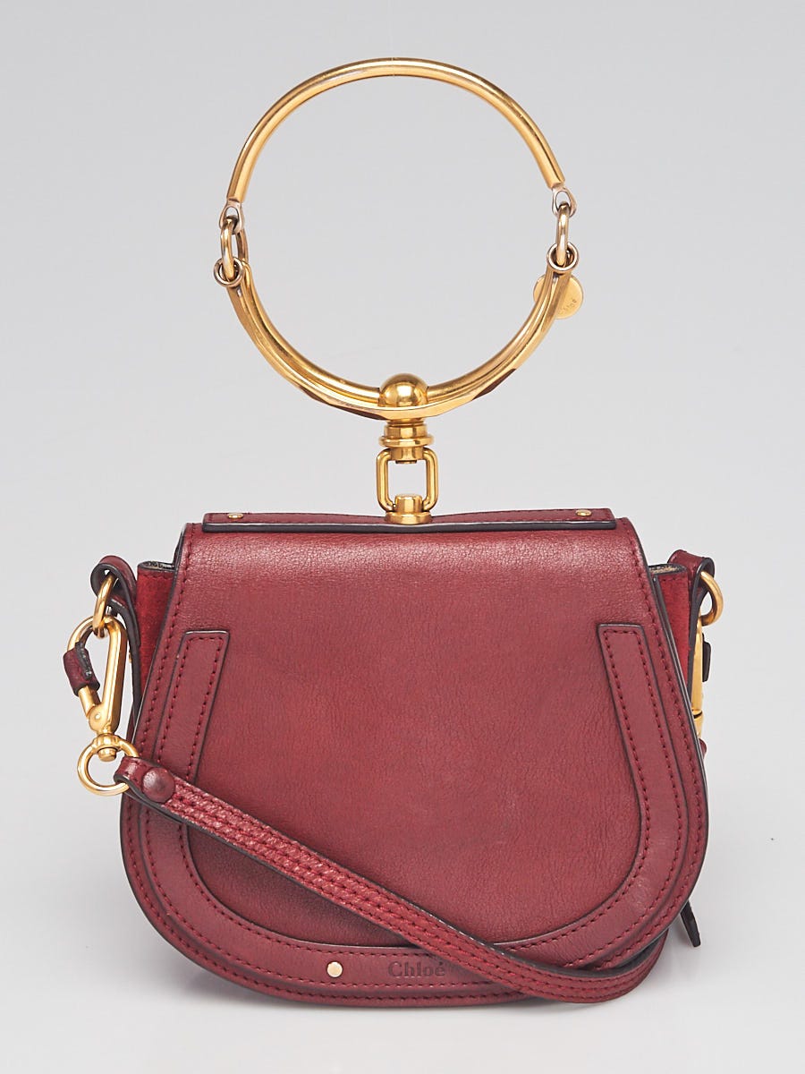 Chloe Burgundy Leather and Suede Small Nile Bracelet Bag Yoogi s Closet