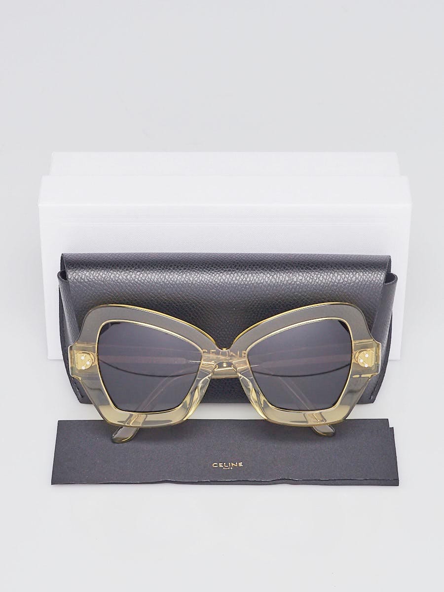 Celine Yellow Acetate Oversized Angular Sunglasses- CL400671