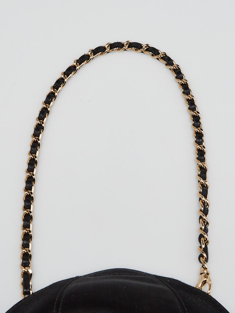 Chanel Black Lambskin Leather and Satin Camellia Flower Evening Bag -  Yoogi's Closet