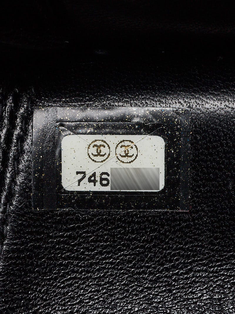Chanel Black Lambskin Leather and Satin Camellia Flower Evening