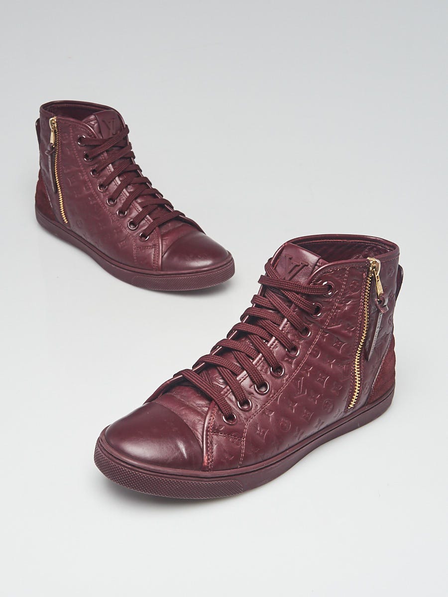 Louis Vuitton Burgundy Monogram Leather High Top Sneakers Size 6.5