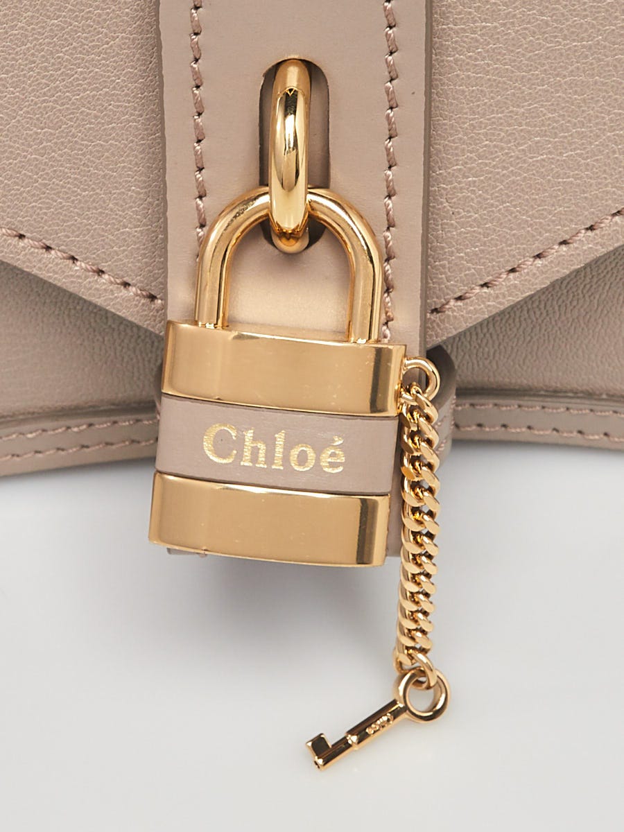 Chloe Motty Grey Goatskin Leather Aby Lock Chain Crossbody