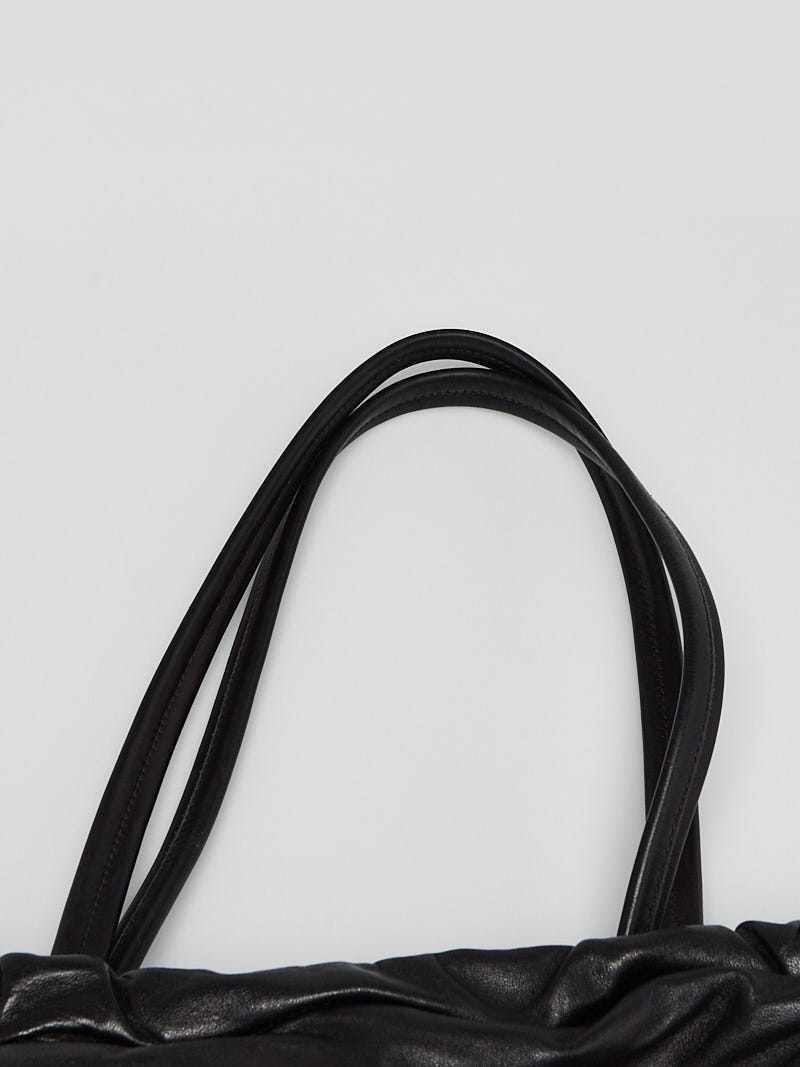 Prada Black Nappa Antique Leather Drawstring Shopping Tote Bag