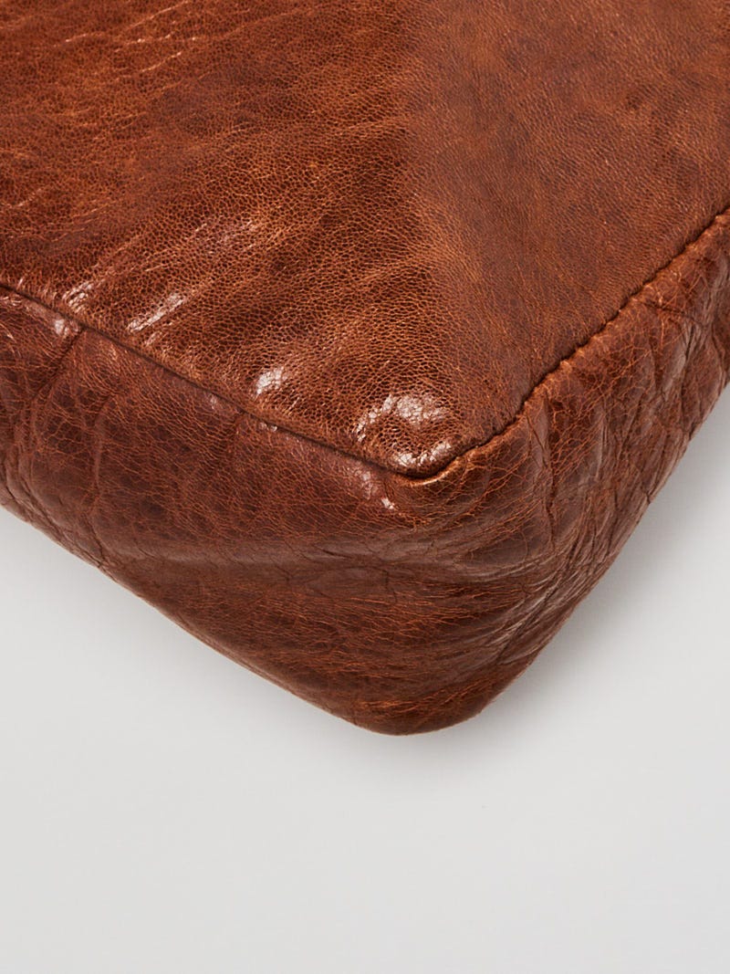 Balenciaga Chocolate Chevre Leather Flat Brass Le Dix Lariat Bag