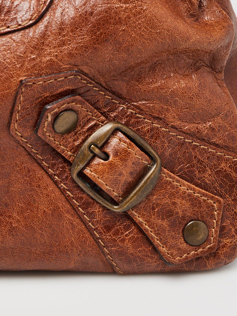 Balenciaga Chocolate Chevre Leather Flat Brass Le Dix Lariat Bag