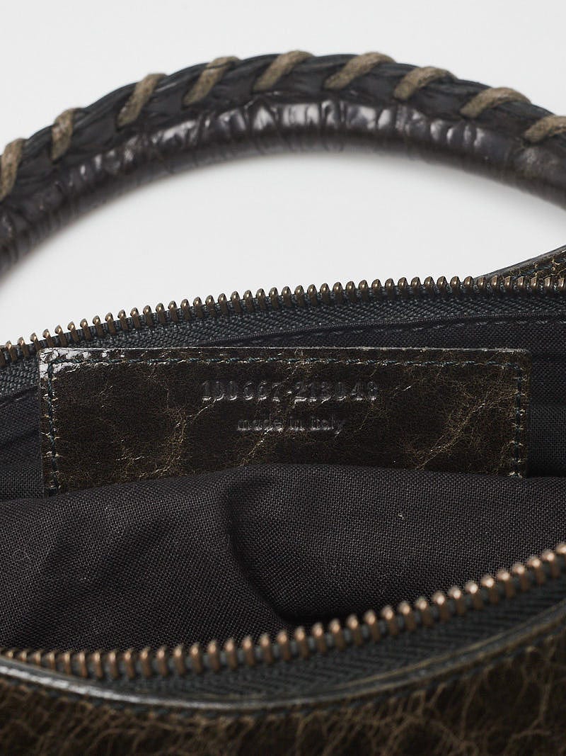 Balenciaga Olive Chevre Leather Flat Brass Le Dix Lariat Bag