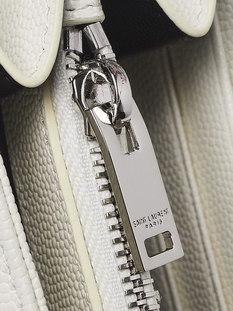Yves Saint Laurent White Chevron Quilted Grained Leather Envelope Yves Saint Laurent White Chevron Quilted Grained Leather Envelope