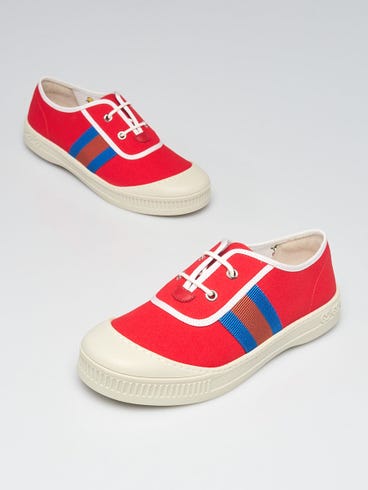 Gucci Red Canvas/Rubber Low Top Sneakers Size 3.5/34