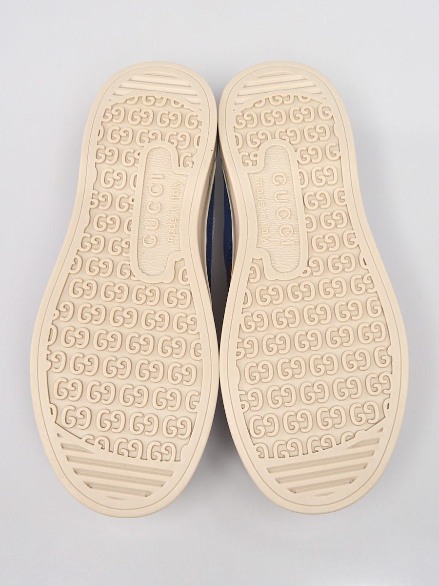 Gucci Blue/Orange Canvas/Rubber Low Top Sneakers Size 3.5/34