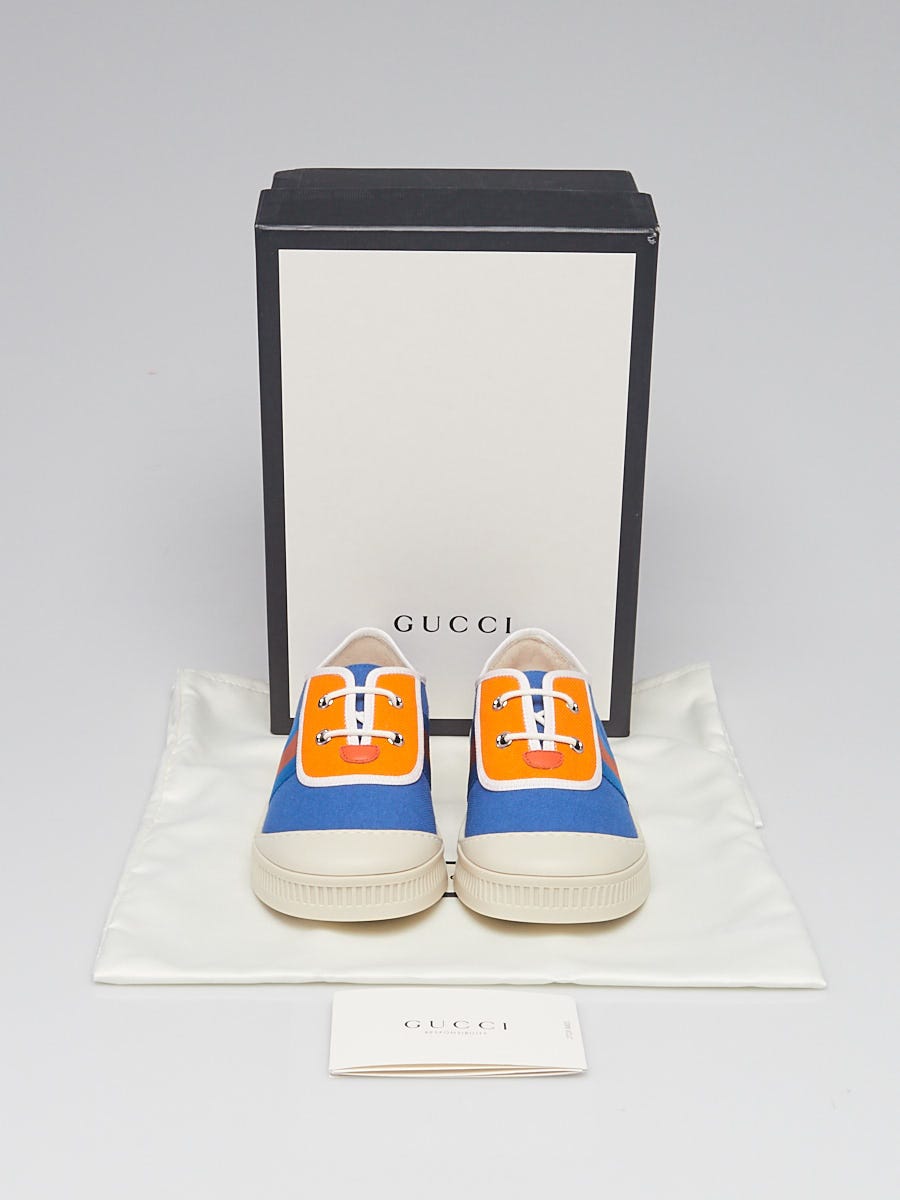 Gucci Blue/Orange Canvas/Rubber Low Top Sneakers Size 3.5/34 | eBay