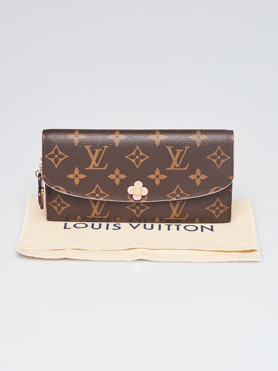 Louis Vuitton Monogram Blooming Flowers Zipped Card Holder Brown Pink Auth