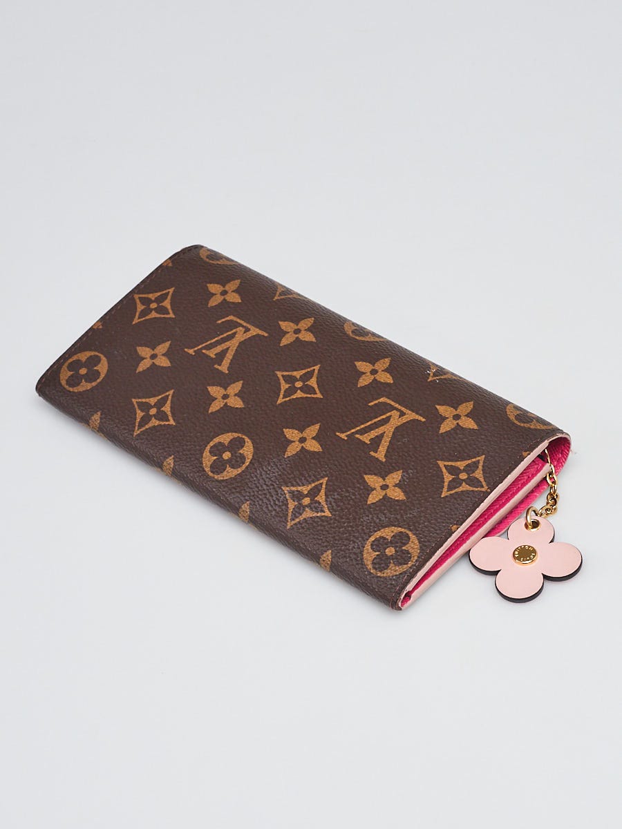 Louis Vuitton Monogram Blooming Flowers Zipped Card Holder Brown Pink Auth