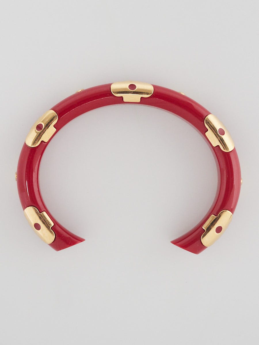 Louis Vuitton Red Tropical Resin Monogram Bangle Bracelet Size M