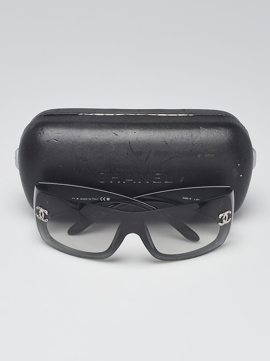 Chanel Black Frame and Swarovski Crystals CC Sunglasses -5088-B - Yoogi's  Closet