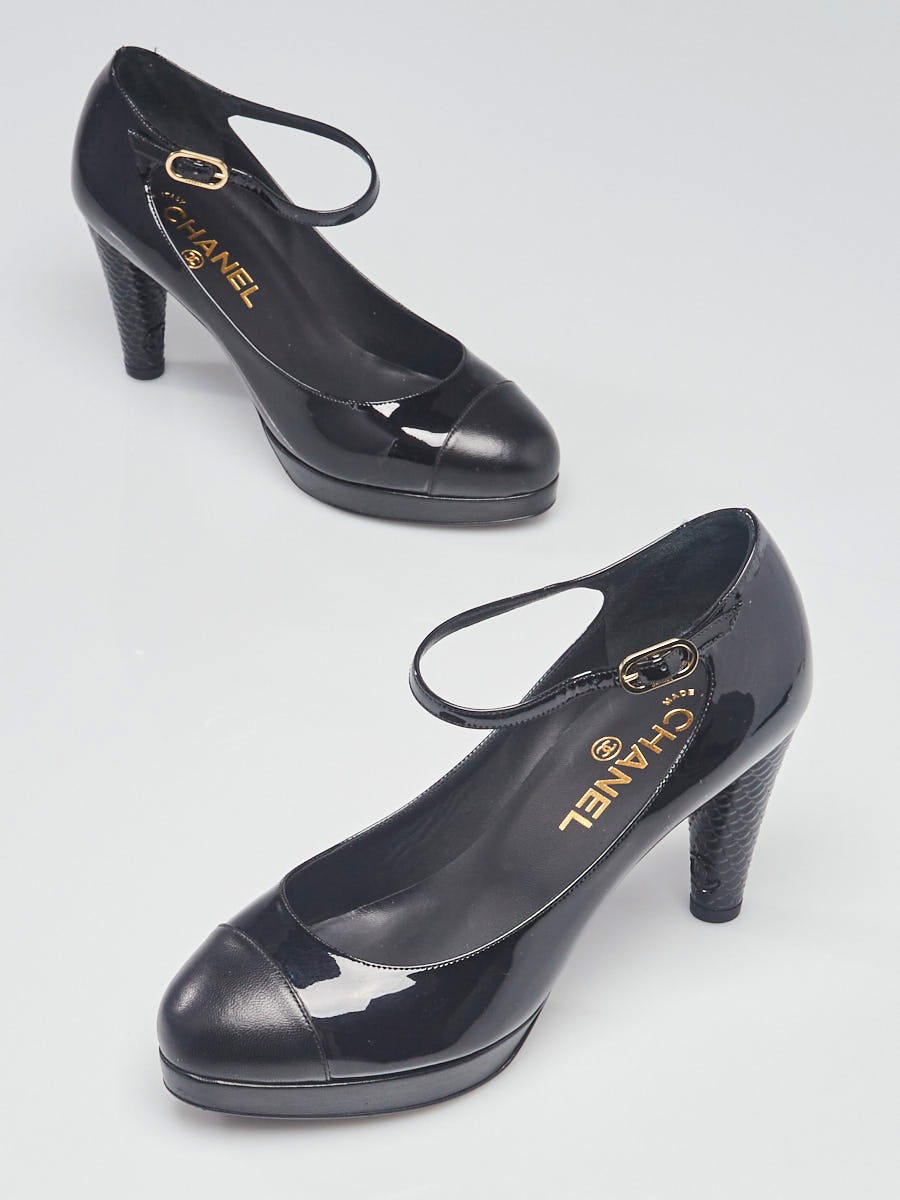 Chanel Black Patent Leather Cap Toe Mary Jane Pumps Size 8.5/39 - Yoogi's  Closet
