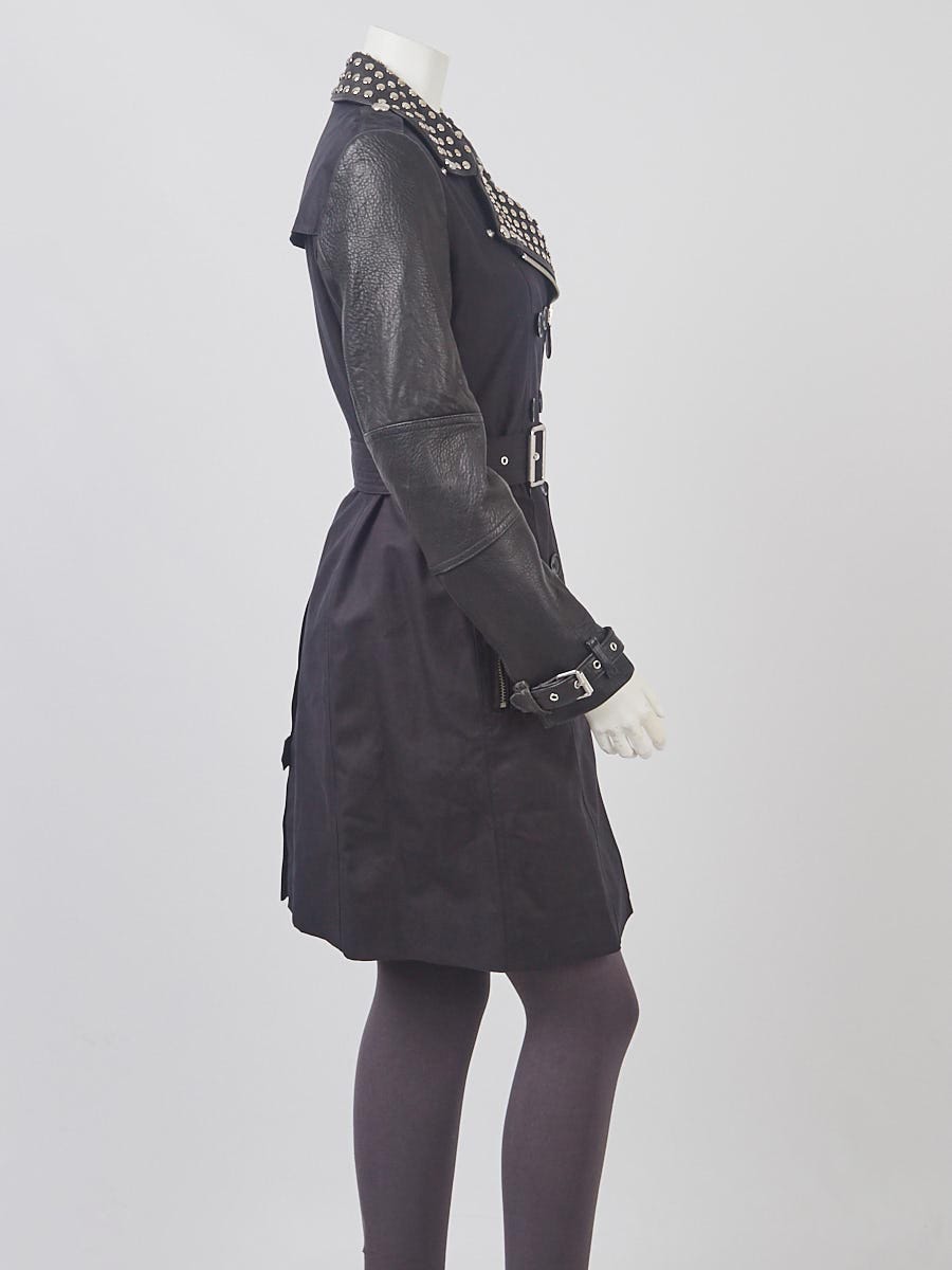 BURBERRY BRIT ダークグレー ピーコート Burberry Brit Navy Blue Hooded Rain Utility Long Trench