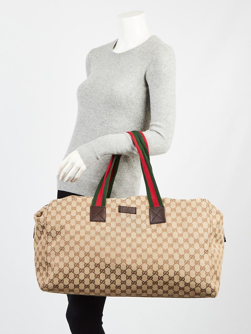 Gucci Beige/Ebony GG Plus Coated Canvas Large Duffle Bag with Wheels -  Yoogi's Closet