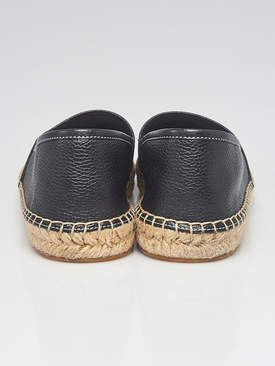 Louis Vuitton Black Pebbled Leather Starboard Espadrille Flats Size 7.5/38  - Yoogi's Closet