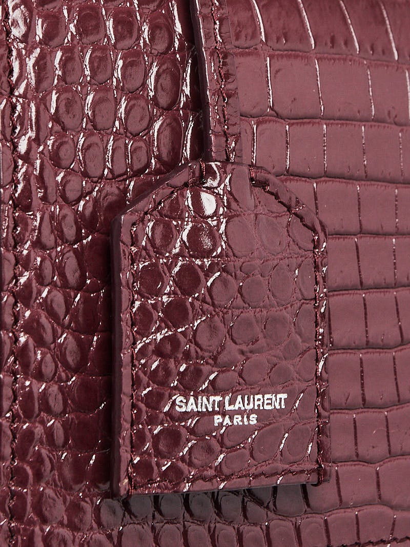 Yves Saint Laurent Burgundy Croc Embossed Leather Medium Sunset Crossbody  Bag - Yoogi's Closet