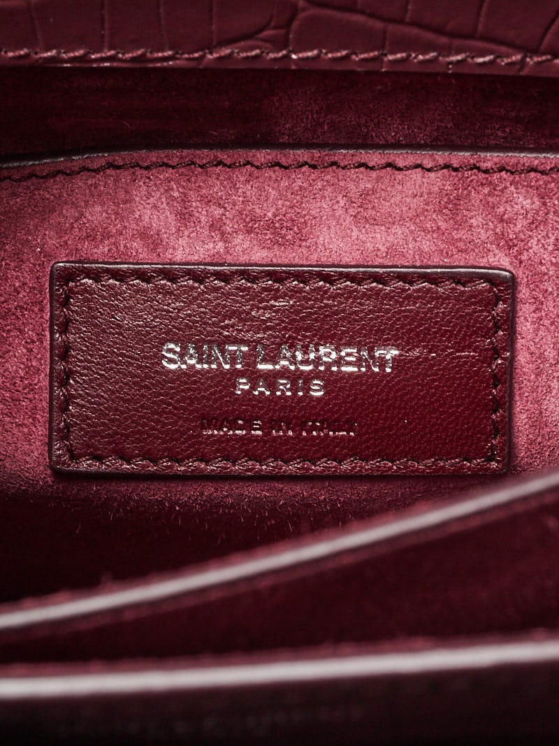 Yves Saint Laurent Burgundy Croc Embossed Leather Medium Sunset Crossbody  Bag - Yoogi's Closet