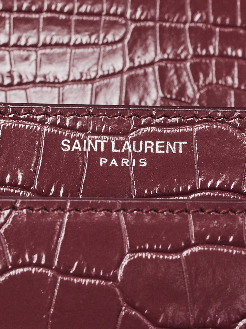 Yves Saint Laurent Burgundy Croc Embossed Leather Medium Sunset Crossbody  Bag - Yoogi's Closet