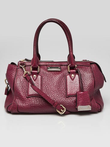 Burberry Purple Heritage Grain Leather Small Gladstone Bag