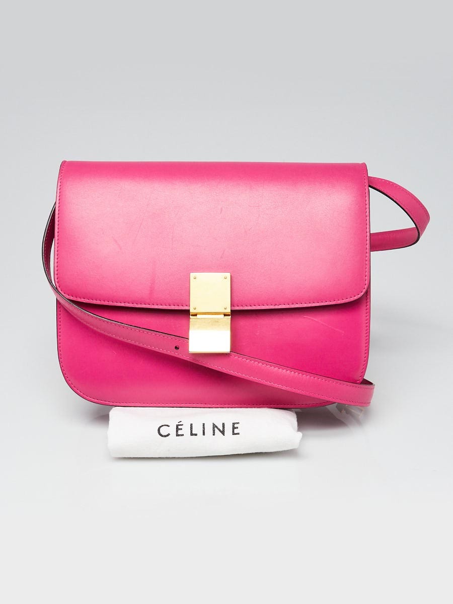 Celine White Grained Chevre Leather Medium Classic Box Flap Bag