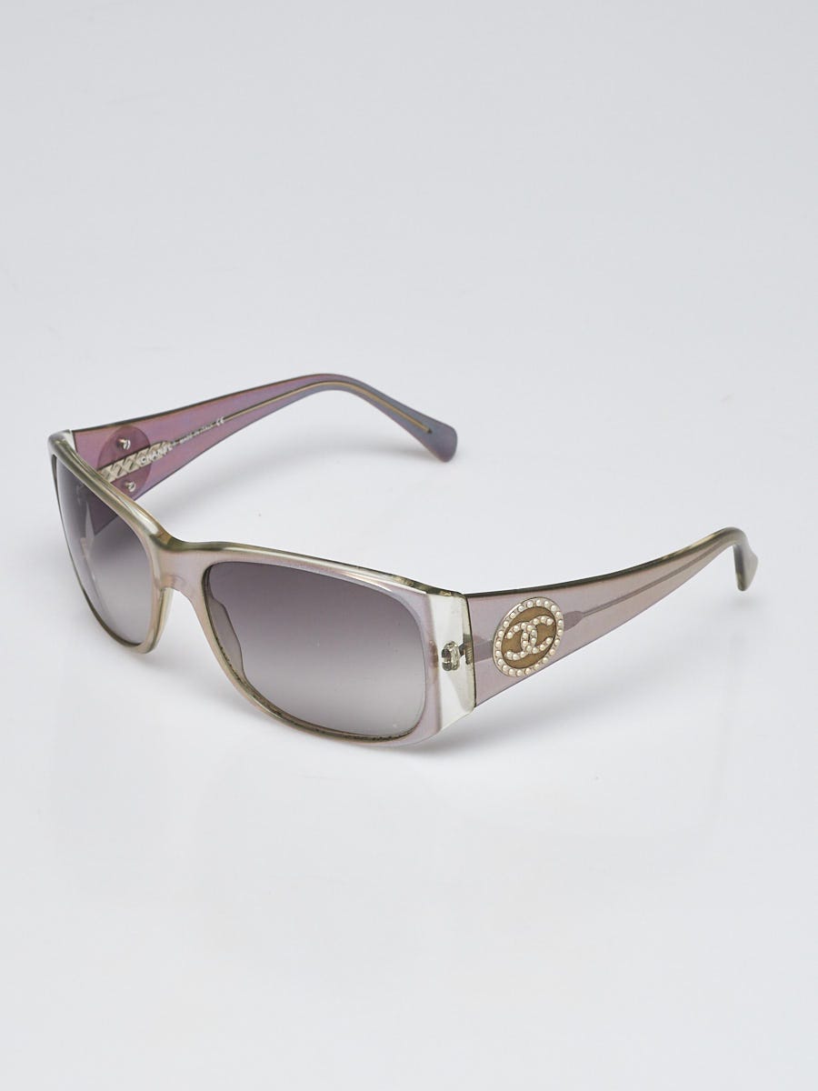 ☆CHANEL☆ アートフレーム グリッター キラキラ ビジュー シャネル Chanel Purple Iridescent Frame CC Logo Sunglasses - 5083 | Yoogi's